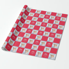 Papel De Presente Cute Chihuahua Dog in Snow Red Christmas