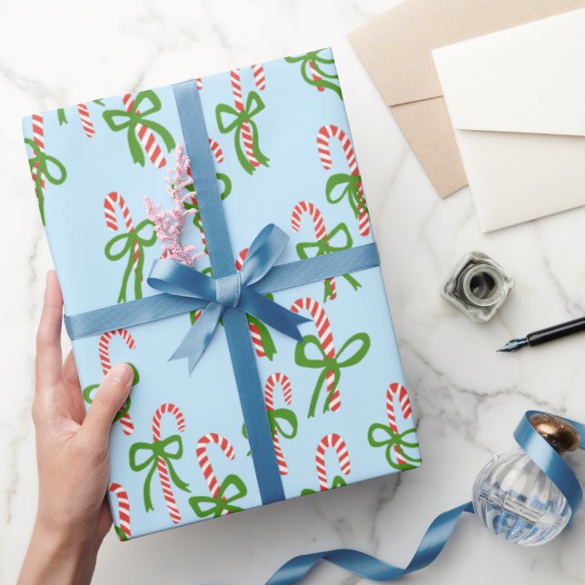 Papel De Presente Cute Christmas Candy Canes Xmas Holiday (Presentear)