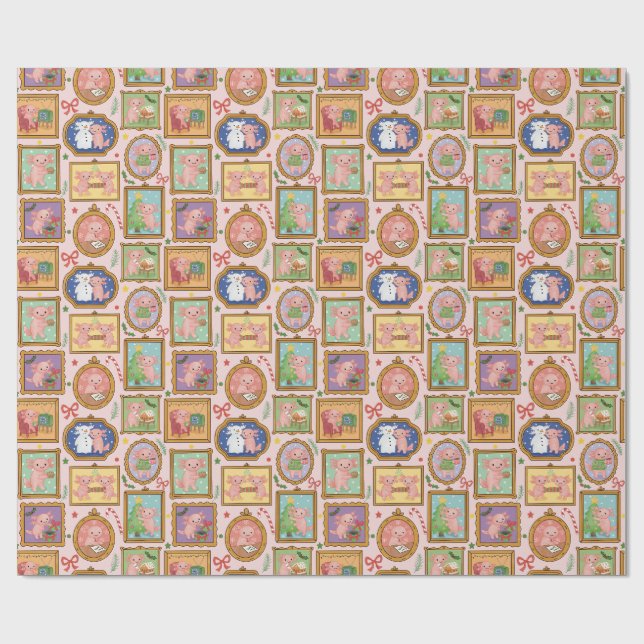 Papel De Presente Cute Christmas coquette axolotl wrapping paper  (Aberto)