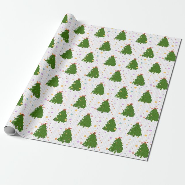 Papel De Presente Cute Christmas Tree Pattern (Desenrolado)