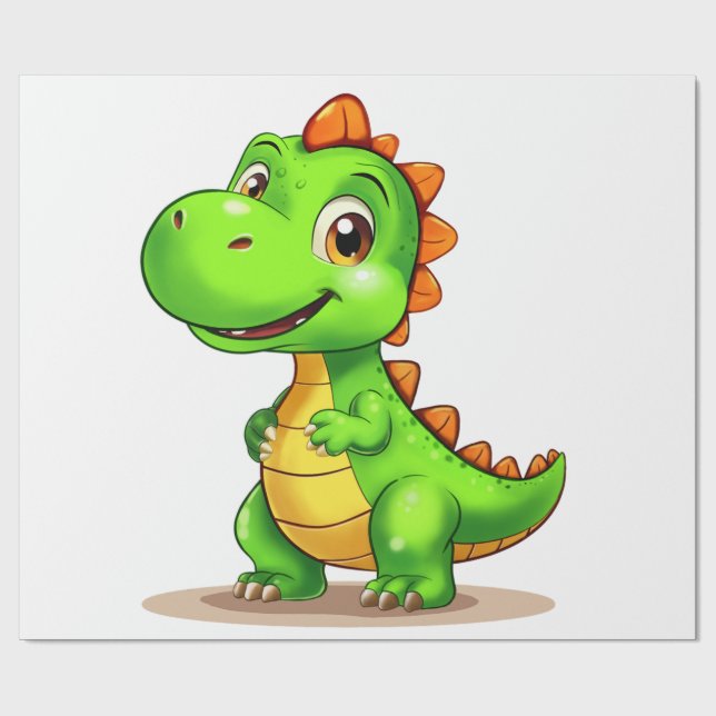Papel De Presente Cute Chubby Cartoon Dinosaur  (Aberto)