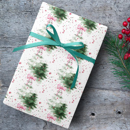 Papel De Presente Cute Coquette Christmas trees white