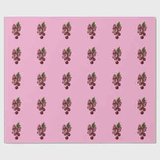 Papel De Presente Cute Coquette Laço Cereja Rosa Estética