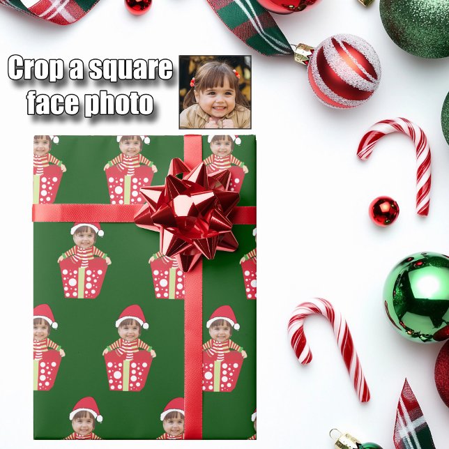 Papel De Presente Cute Custom Child Face Photo Christmas Gift (Criador carregado)