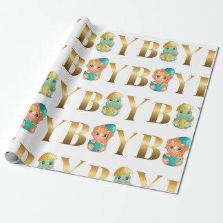 Papel De Presente Cute Dinosaur boy babyshower