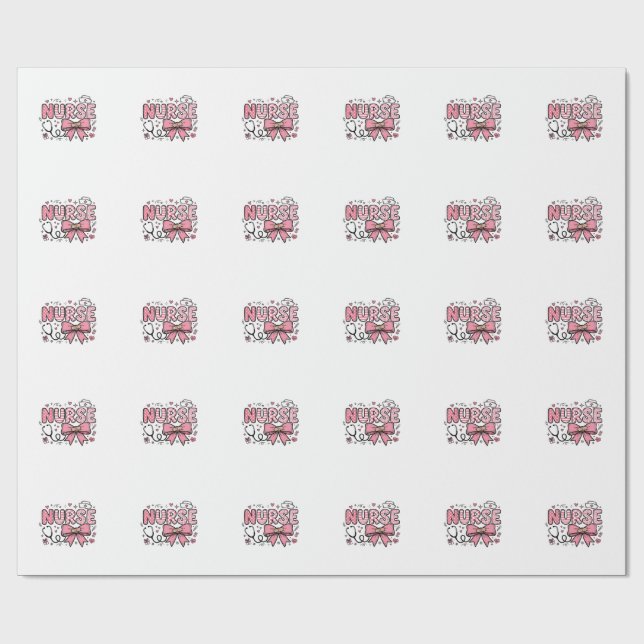 Papel De Presente Cute Enfermeira Laço Coração Camisa Vector Design_ (Aberto)
