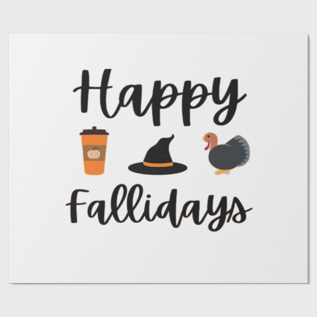 Papel De Presente Cute Fall season Happy Fallidays Thanksgiving Hall (Aberto)