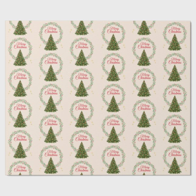 Papel De Presente Cute Festive Christmas Tree Print Gift Wrapping (Barra)