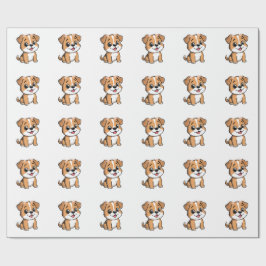 Papel De Presente Cute Floral Puppy Wrapping Paper – Soft Pink Puppy
