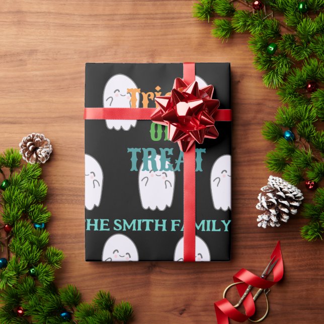 Papel De Presente Cute Ghost Truque ou Travessura  (Presente de Natal)
