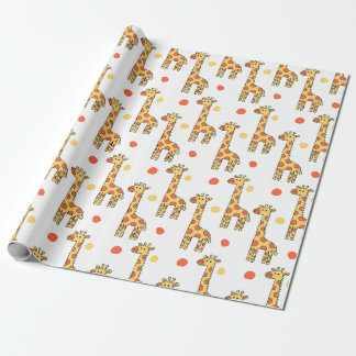 Papel De Presente Cute Giraffe Pattern Yellow Cartoon Animal Print