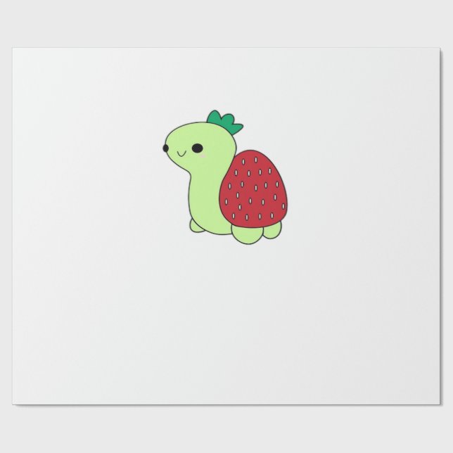 Papel De Presente Cute green blushing strawberry turtle Classic T-Sh (Aberto)