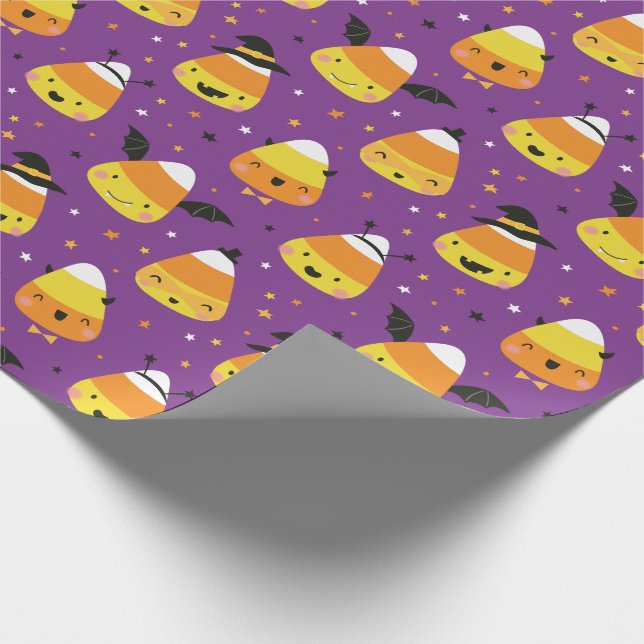 Papel De Presente Cute Halloween Candy Corns in costume purple (Ponta)