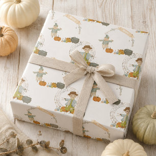 Papel De Presente Cute Halloween espantalho vintage