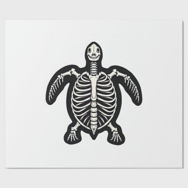 Papel De Presente Cute Halloween Tartaruga Esqueleto Tortoise Fóssei (Aberto)