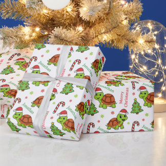 Papel De Presente Cute Happy Turtles Christmas Tree Holidays