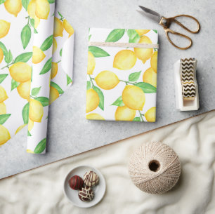 Papel De Presente Cute Impressão de Limão Cítrico