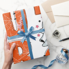 Papel De Presente Cute Kawaii Ghost "Boo" Design de Halloween