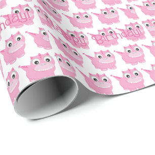 Papel De Presente Cute Kawaii Pink Dino