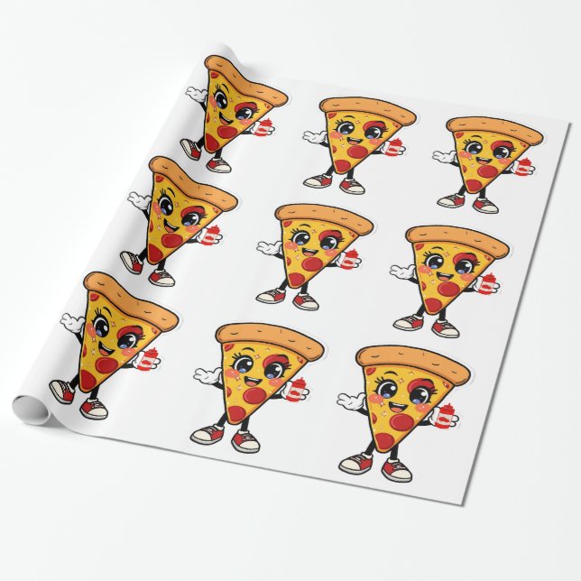 Papel De Presente Cute Kawaii Pizza Wrapping Paper for Kids Birthday (Desenrolado)