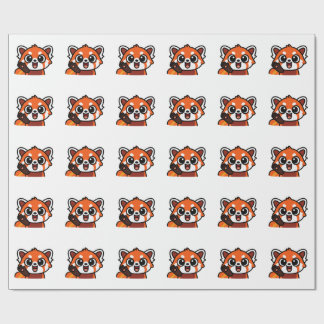 Papel De Presente Cute Kawaii Red Panda Pattern Wrapping Paper for G
