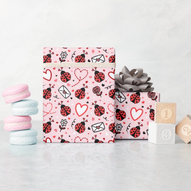 Papel De Presente Cute Ladybug Pattern Wrapping Paper Roll (Chá de bebê)
