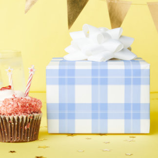 Papel De Presente Cute Light Blue Plaid Simple Classic 