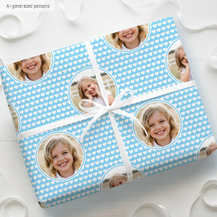 Papel De Presente Cute Love Heart 2 Foto Padrão Azul Bonito