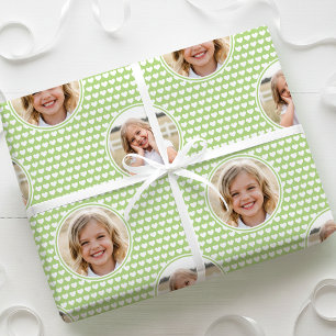 Papel De Presente Cute Love Heart 2 Foto Padrão Verde Bonito