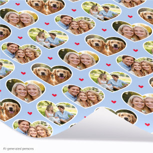 Papel De Presente Cute Love Heart 4 Photo Elegante Azul Centáurea