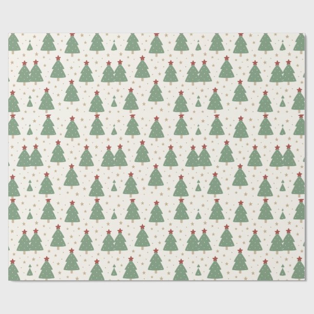Papel De Presente Cute Minimalist Christmas Tree Pattern – Festive (Aberto)