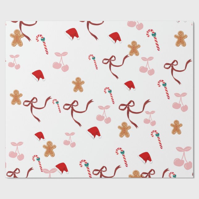 Papel De Presente Cute Natal Coquette Fita Biscoito de Natal Festa (Aberto)
