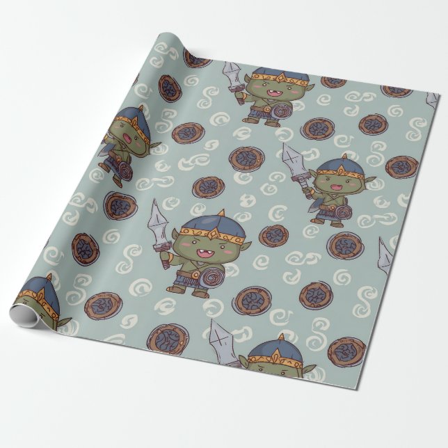 Papel De Presente Cute Orc Boy Wrapping Paper (Desenrolado)
