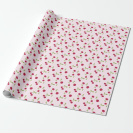 Papel De Presente Cute Pink Cherry Retro Fruit