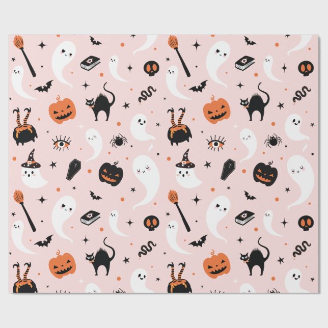 Papel De Presente Cute Pink Halloween  (Aberto)