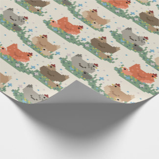 Papel De Presente Cute Pixel Chickens Pattern