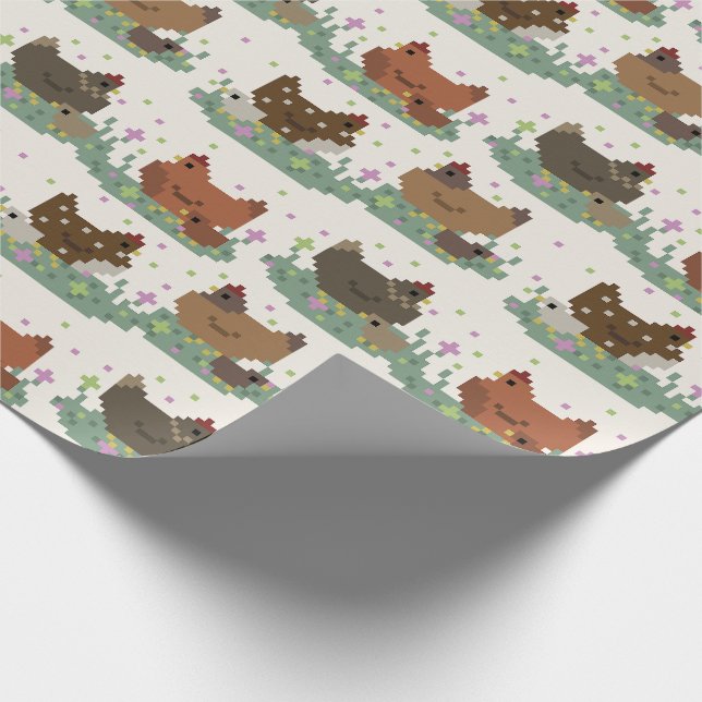 Papel De Presente Cute Pixel Chickens Pattern (Ponta)