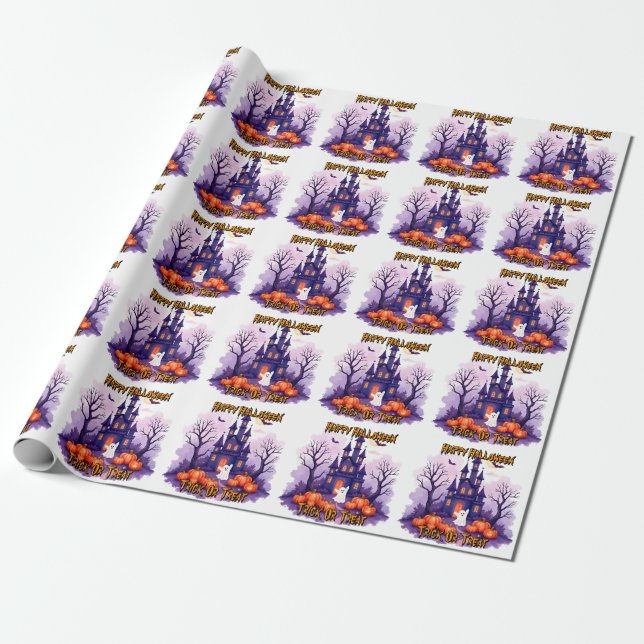 Papel De Presente Cute Popular Halloween Spooky Collection (Desenrolado)