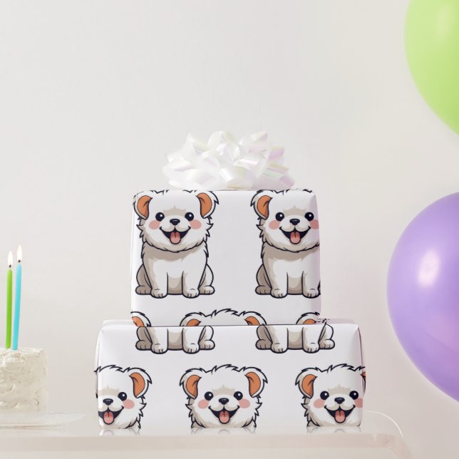Papel De Presente Cute Puppy Wrapping Paper – Seamless Dog Pattern (Presentes para festas)