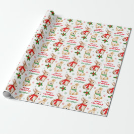Papel De Presente Cute Rabbit Winter Scarf Holidays Christmas