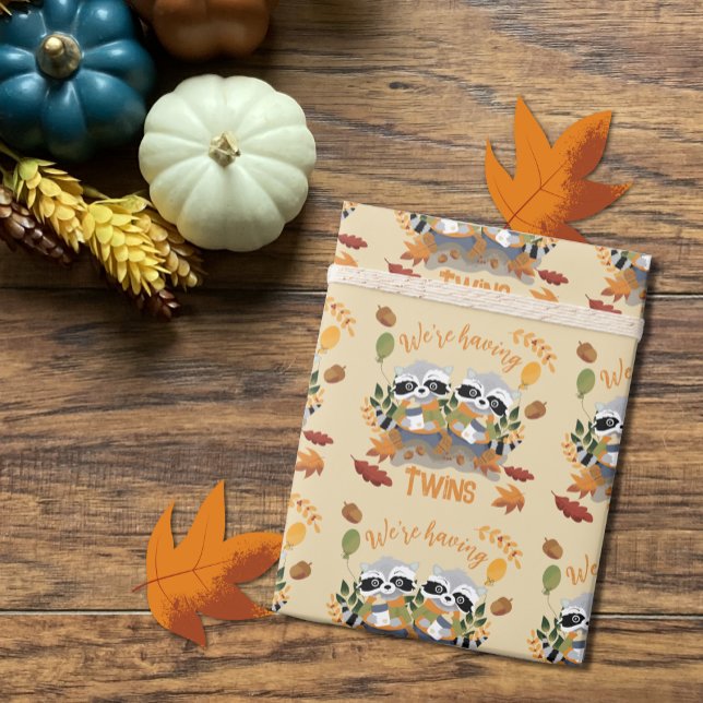 Papel De Presente Cute Raccoons Gêmeos Papel novo para moldagem de b (Criador carregado)