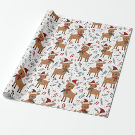 Papel De Presente Cute Retro Reindeer Christmas