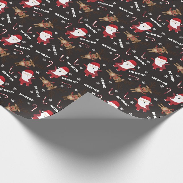 Papel De Presente Cute Santa Claus Rudolph Reindeer Patterno (Ponta)