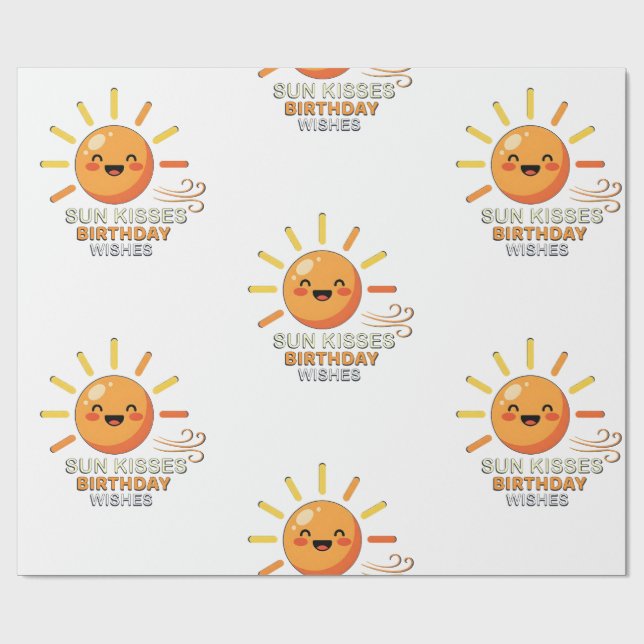 Papel De Presente Cute Smiling Sun Birthday Wishes Wrapping Paper (Aberto)