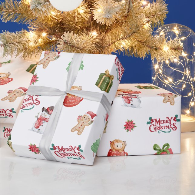 Papel De Presente Cute Snowman Gingerbread Man Christmas Pattern (Feriados)