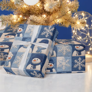 Papel De Presente Cute Snowman Quilt Christmas Holiday
