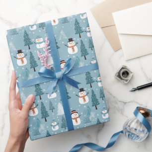 Papel De Presente Cute Snowmen Winter