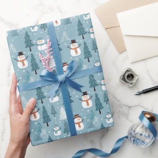 Papel De Presente Cute Snowmen Winter