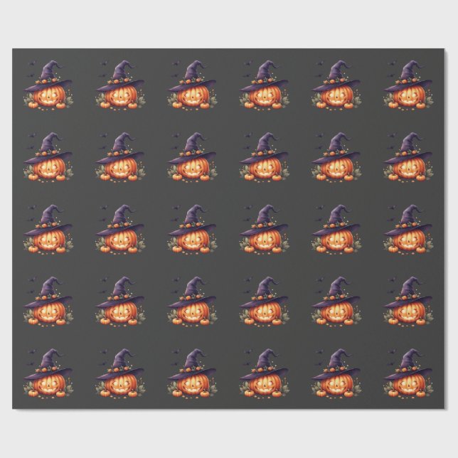 Papel De Presente Cute Spooky Halloween – Abóbora  (Aberto)