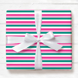 Papel De Presente Cute Striped Pattern Pink Green White Seamless